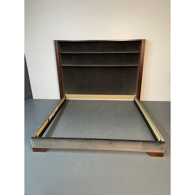 Early 21st Century Thom Filicia, Modern King Size Bed Frame, Low Profile, Upholstery, Walnut For Sale - Image 5 of 8