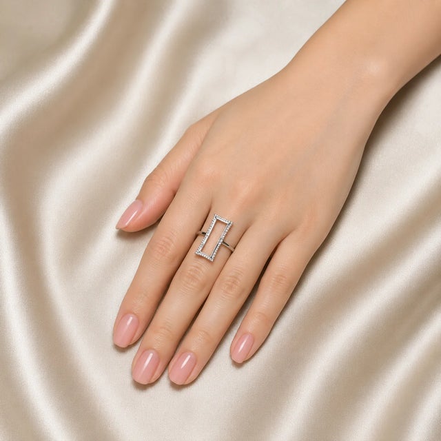 Metal: 14K White Gold Stone: Natural Round Diamonds Total Diamond Weight: 0.4 Carats Style: Open Cocktail Ring Ring Size:...