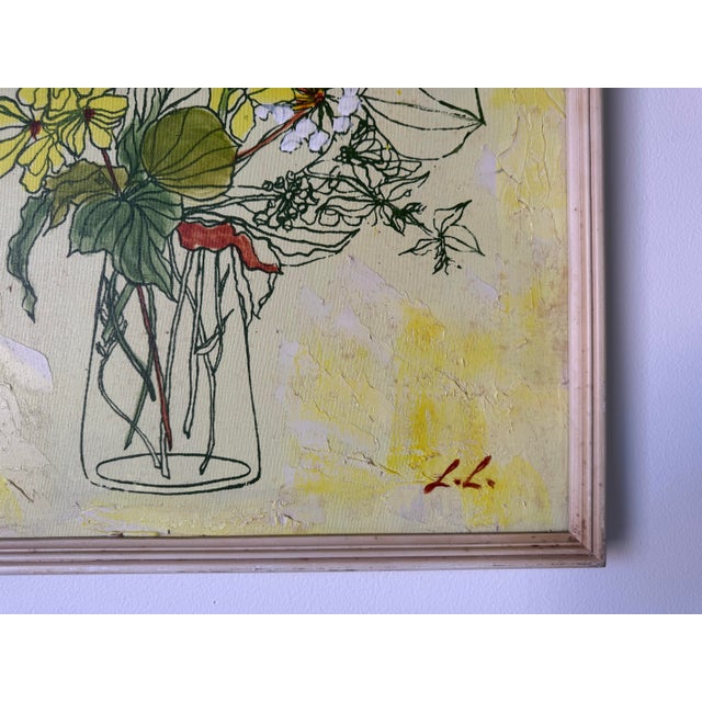 1970s Vintage Impressionist Still Life - Floral Bouquet in Vase Oil on Canvas Painting, Signed For Sale - Image 9 of 11