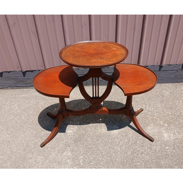 Mersman Antique Mahogany Mersman 3 Tier Stand or Tea Table With Claw Feet 1930s Era For Sale - Image 4 of 12