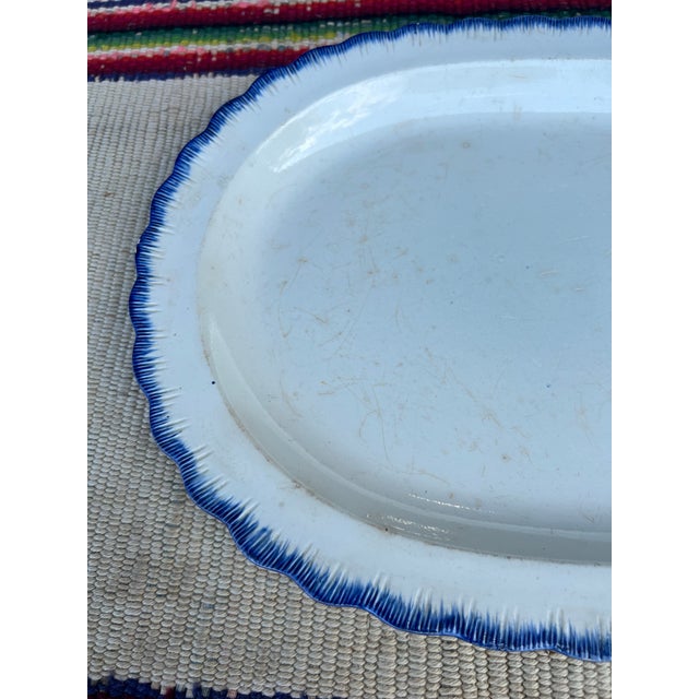 American Antique Pearlware Blue Feather Edge Platter, Circa 1820’s For Sale - Image 3 of 12