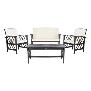 Fontana 4-Piece Outdoor Set, Black/Beige Cushion For Sale
