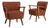 Pair of Mid-Century Modern Upholstered Armchairs Burnt Orange For Sale