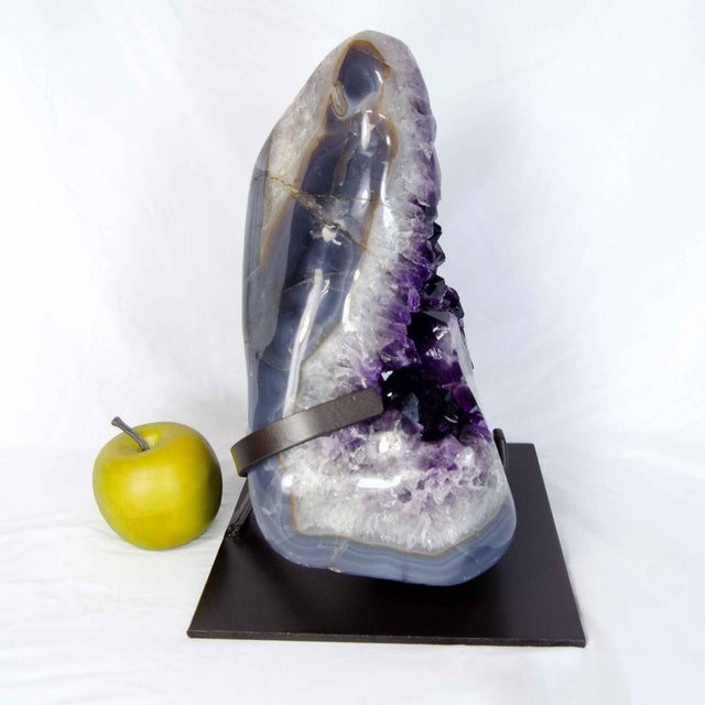 Traditional Amethyst Cluster on Stand, 13 Inches, 20 Pounds, Fine Quality (Uruguay #H0140) For Sale - Image 3 of 8