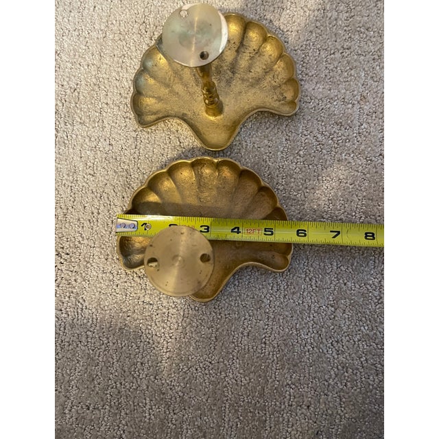 Set of 2 Solid Vintage Brass Sea Shell Curtain Tiebacks For Sale In Chicago - Image 6 of 7