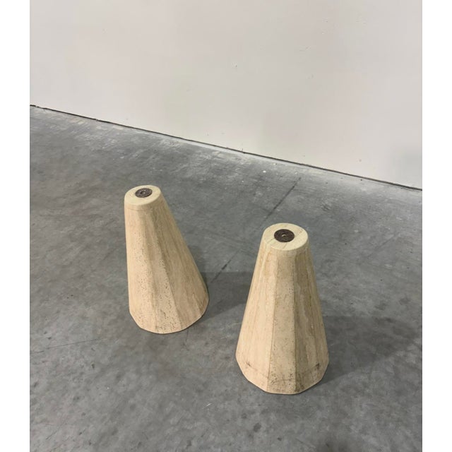 Metal Modernist Side Tables by La Rosa Milano in Travertine and Brass, 1970s For Sale - Image 7 of 13
