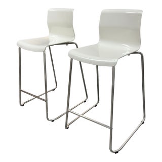 Marcus Arvonen for Ikea Glenn White Counter Stools, Pair For Sale