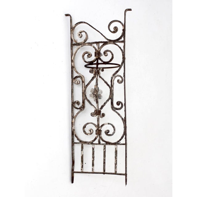 Vintage Spanish Revival Wrought Iron Wall Planter Sconce For Sale - Image 15 of 16