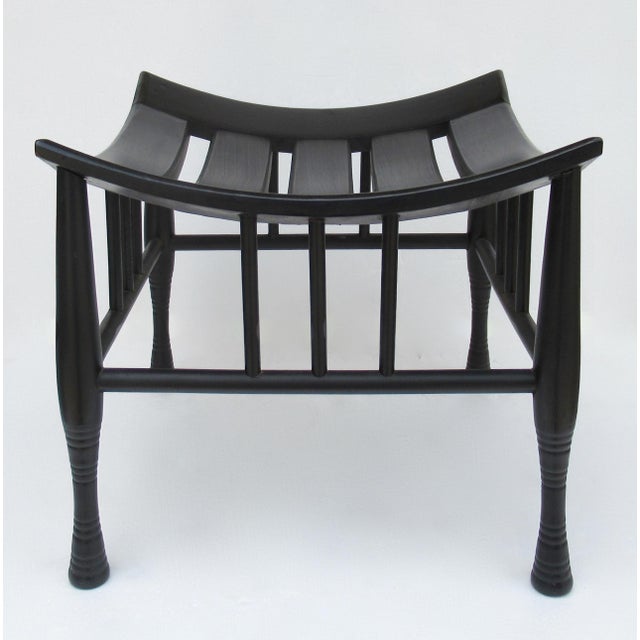 Late 19th Century Early C.1920's Liberty & Co. Attr. Anglo-English Egyptian-Revival Thebes Stool Original Ebony Finish For Sale - Image 5 of 18