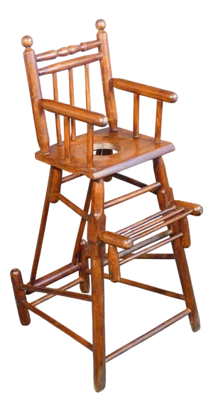 High Chair Childrens Potty in Walnut Wood
