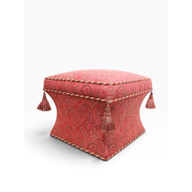 Chic upholstered ottoman, footstool, bench made by the Baker Furniture Company, in the Turkish, Moorish, Bohemian style,...