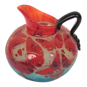 1920s Le Verre Francais Papillons Charles Schneider Cameo Art Glass Pitcher