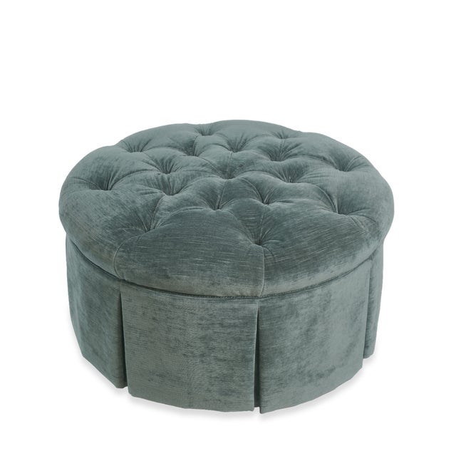 Upholstered in a rich, seafoam green velvet, this tufted ottoman by Jonas NY showcases the brand’s commitment to...