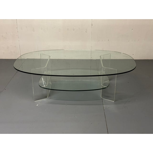 Space Age Italian modern Glass and Acrylic Coffee Table, 1980s In very good condition!