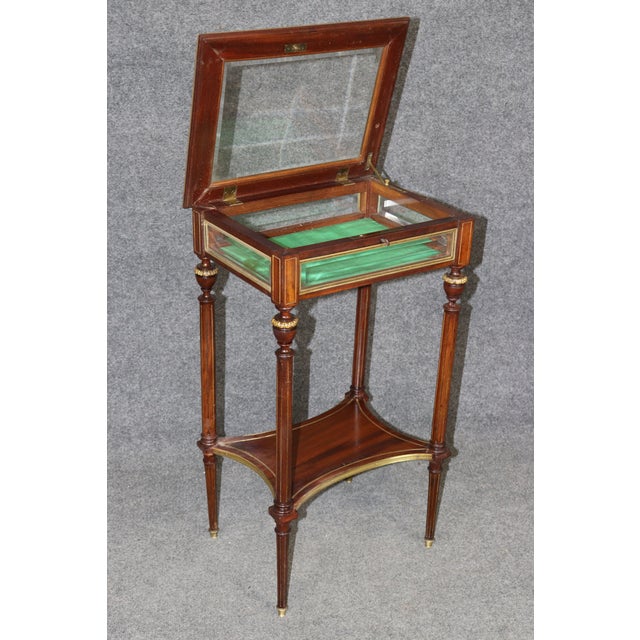 Petite Antique French Louis XVI Style Bronze Mounted Table Vitrine For Sale - Image 14 of 14