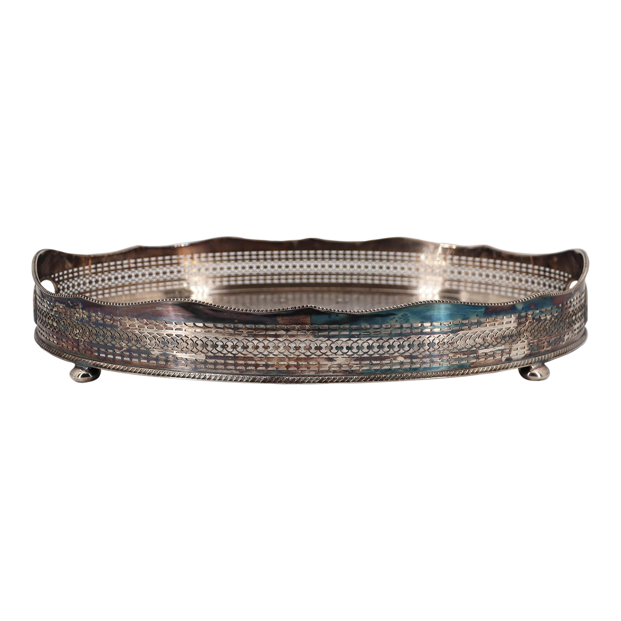 【Barker Ellis】 ビクトリアンのジャグ【シルバープレート】 1940s Barker Ellis Large Silver Plate Footed Serving Tray, English