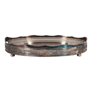 1940s Barker Ellis Large Silver Plate Footed Serving Tray, English