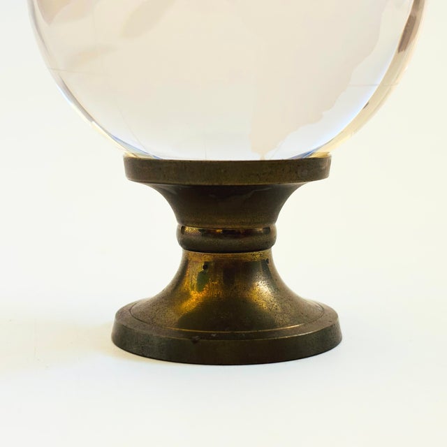 Transparent Vintage Glass Globe on Brass Stand For Sale - Image 8 of 9