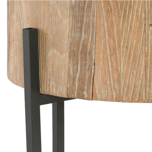 Wood Mia Round Wood & Iron Side Table For Sale - Image 7 of 10