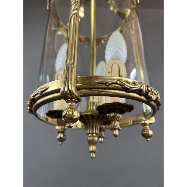 20th Century Louis XVI Style Lantern in Bronze and Glass For Sale - Image 6 of 8