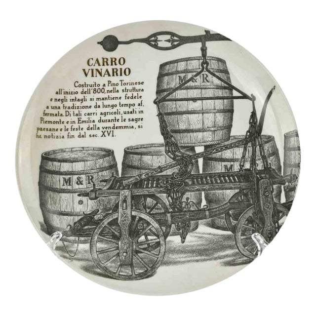 Carro Vinario Plate by P. Fornasetti for Martini and Rossi, 1960s For Sale