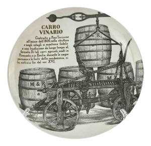 Carro Vinario Plate by P. Fornasetti for Martini and Rossi, 1960s