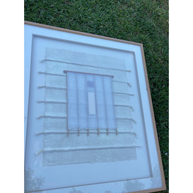 Vintage Oversized Signed Textile Fiber Art Wall Hanging, Neutral Organic Modern Framed Wall Sculpture, 40 X 46.75 For Sale In Naples, FL - Image 6 of 12