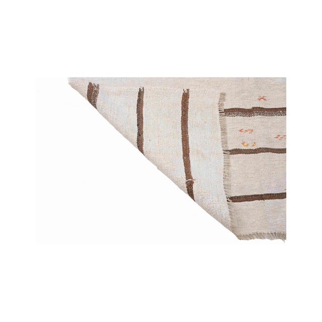 1960s Brown White Vintage Hemp Kilim Rug - 5`4" X 9`6" For Sale - Image 5 of 6