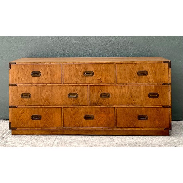 Chocolate Vintage Brass Accented Campaign Dresser For Sale - Image 8 of 17