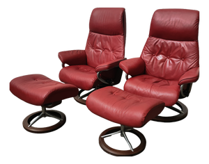 Set of Scandinavian Armchair and Ottoman from Ekornes, 1990s