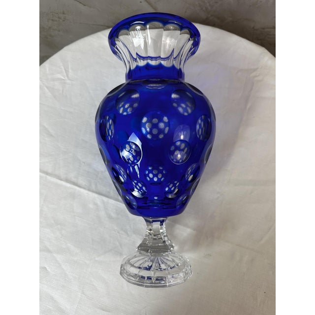 Blue Vintage Crystal Blue Vase, 1950s For Sale - Image 8 of 12