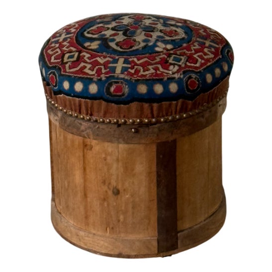 Pouf Box Lined with Kilim, 1890s For Sale