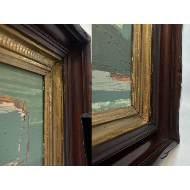 “Cabin Fern" Green Abstract Art in Antique Frame, Transitional Living Room Art by JTS For Sale - Image 10 of 11