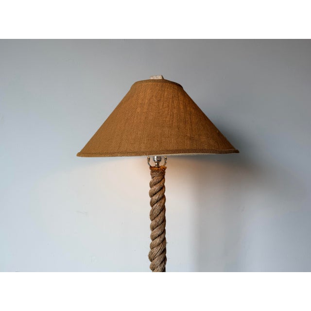Brown Vintage Audoux Minet Style Coastal Organic Sculptural Rope Knot Floor Lamp For Sale - Image 8 of 17