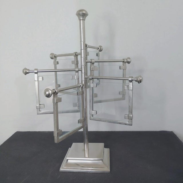 1990s Vintage Pottery Barn TurnStyle Rotating Silver-Tone 12 - Photo Picture Frame Carousel For Sale In Houston - Image 6 of 6