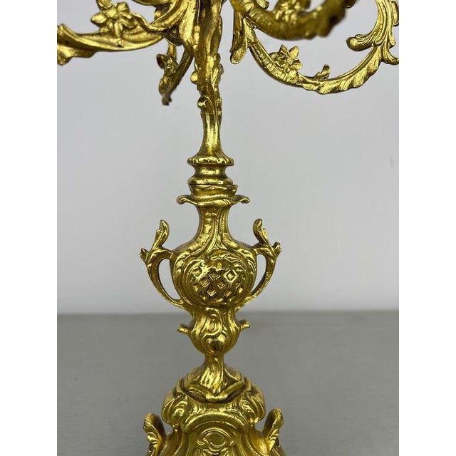 Metal Vintage French Candleholders in Brass, Set of 2 For Sale - Image 7 of 12