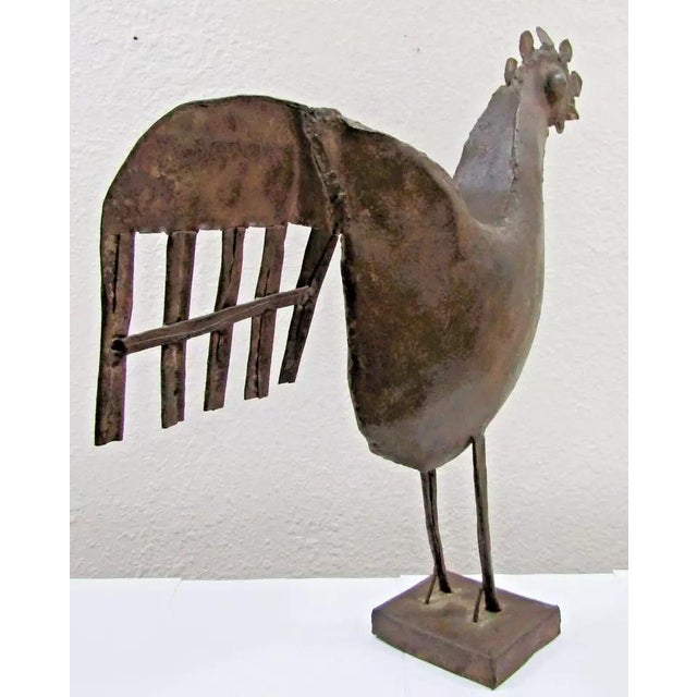 Metal 1940's French Folk Art Welded Sheet Iron 21" Tall Chicken Sculpture For Sale - Image 7 of 12