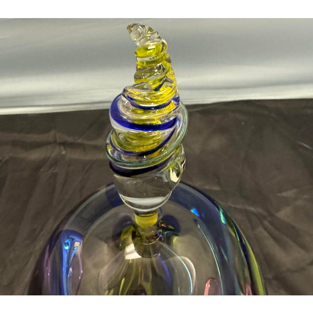 Leon Applebaum Rainbow Perfume Bottle Lava Trails Signed Hand-Blown Glass VTG For Sale - Image 4 of 12