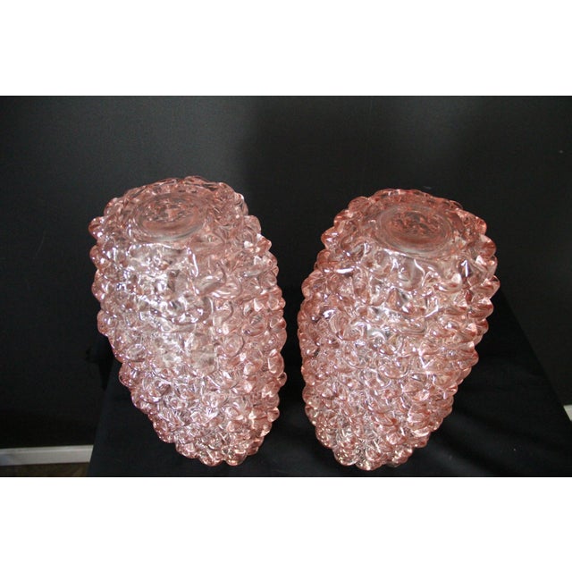 Large Pink Murano Glass Vases in the style of Barovier, 2000s, Set of 2 For Sale - Image 11 of 14