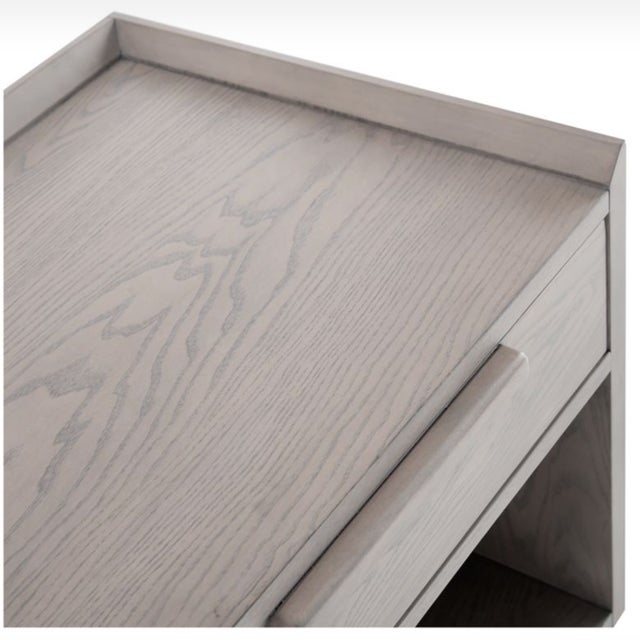 Mid-Century Modern Crate and Barrel Stone Grey Nightstand For Sale - Image 3 of 13