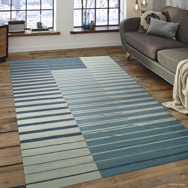 4x6 Majestic Laine Multicolor Stripe Modern Flatweave Wool Carpet Rug For Sale - Image 10 of 10