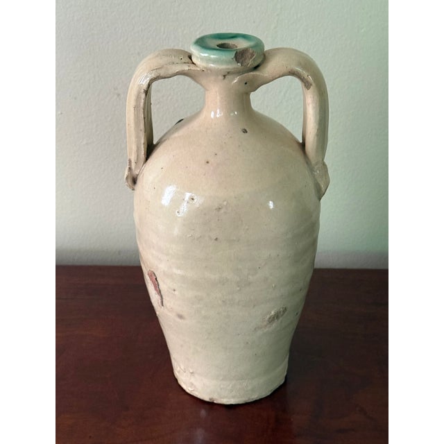 Early 20th Century Antique Rustic European Hand Painted Pottery Jug With Handles For Sale - Image 5 of 11