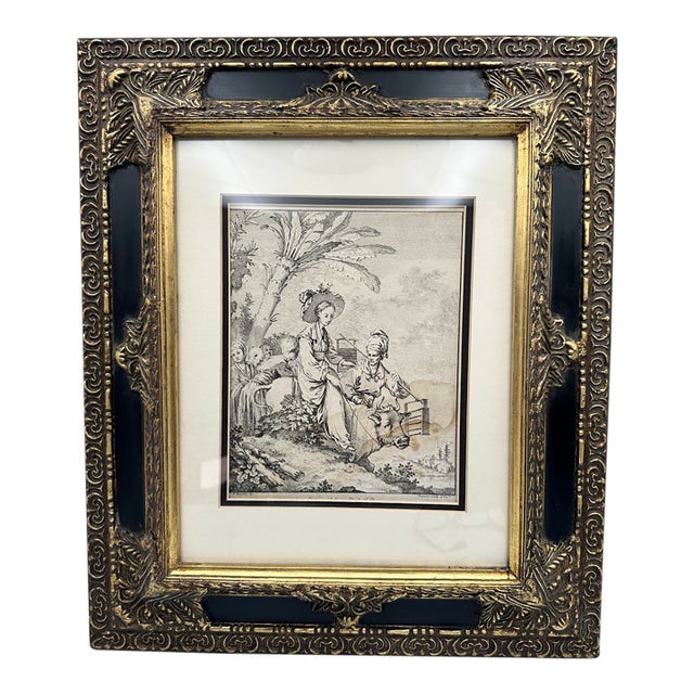 Antique French Engraving After Francois Boucher Huquier Framed For Sale