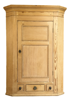 Large Antique Pine Corner Cabinet Pantry, 1890s