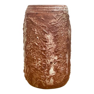 Vintage Brown Textured Studio Pottery Vase For Sale