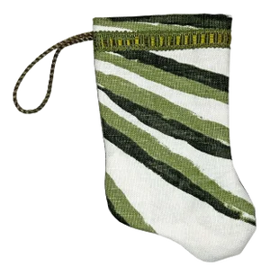 Palm Orleans X B. Viz Handmade Mini Stocking Ornament - Palmetto Stripe Audubon