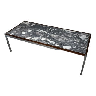 Mid-Century Modern Coffee Table in Metal, Walnut and Arabescato Marble, Italy, 1970 For Sale