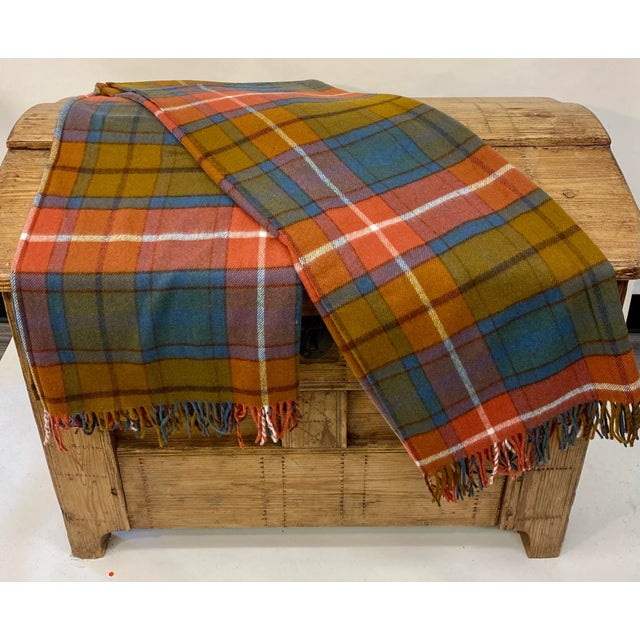 Soft Merino Lambswool Throw in a Colorful Modern Plaid Pattern - Made in England For Sale - Image 9 of 11