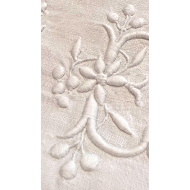 Early 21st Century Antique French Linen Sheet, Jc Floral Monogram, Hand Embroidered Fine Linen, Circa 1900 For Sale - Image 5 of 11