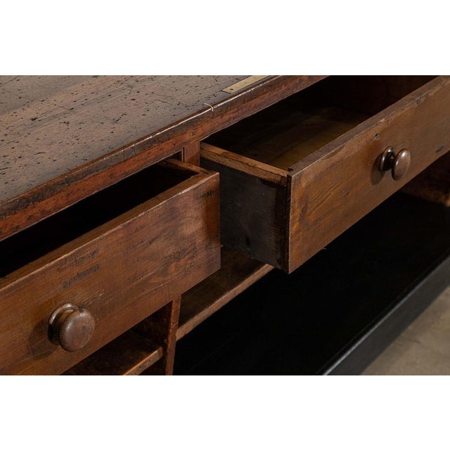 English Ebonised Pine Haberdashery Shop Counter with Walnut Top, 1880s For Sale - Image 14 of 18